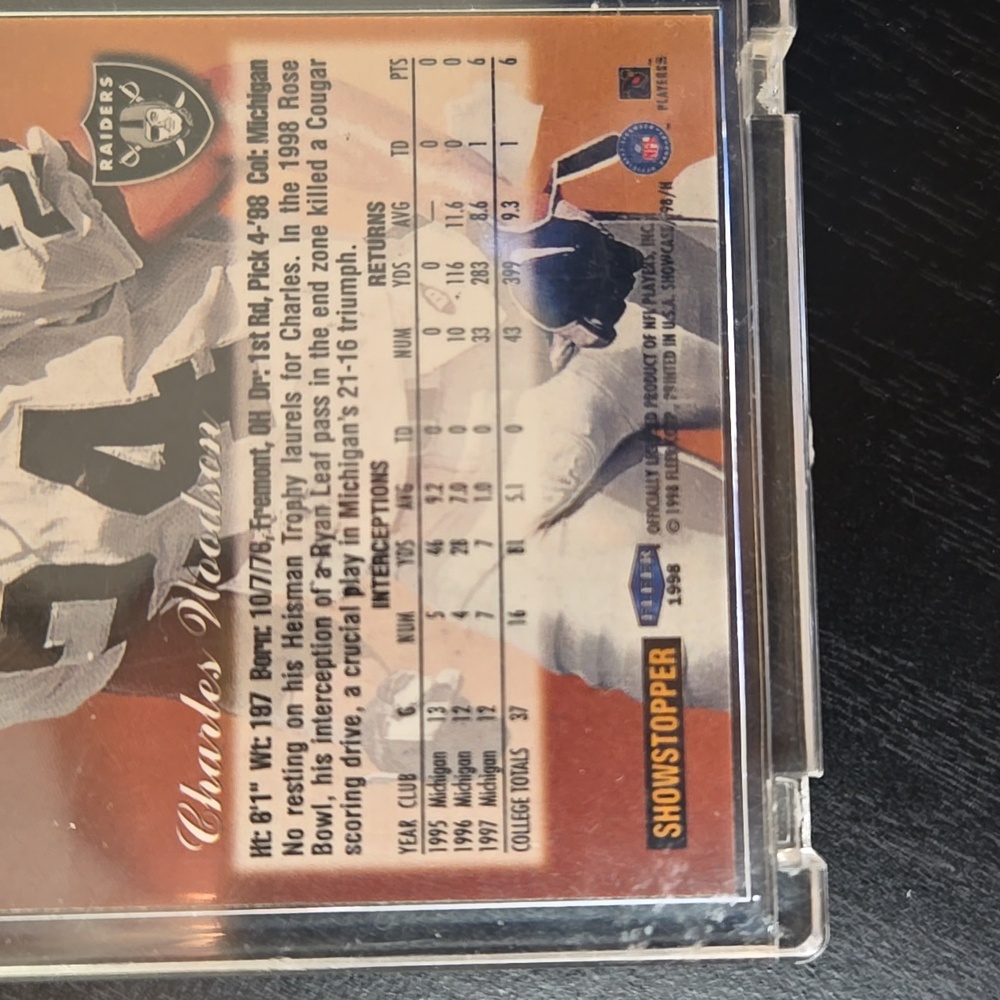 Charles Woodson Rookie Card Autographed NM - Picture 5 of 5